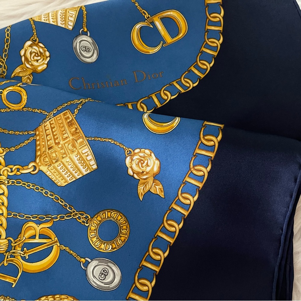 Christian Dior Blue and Gold Scarf - Picture 10 of 16